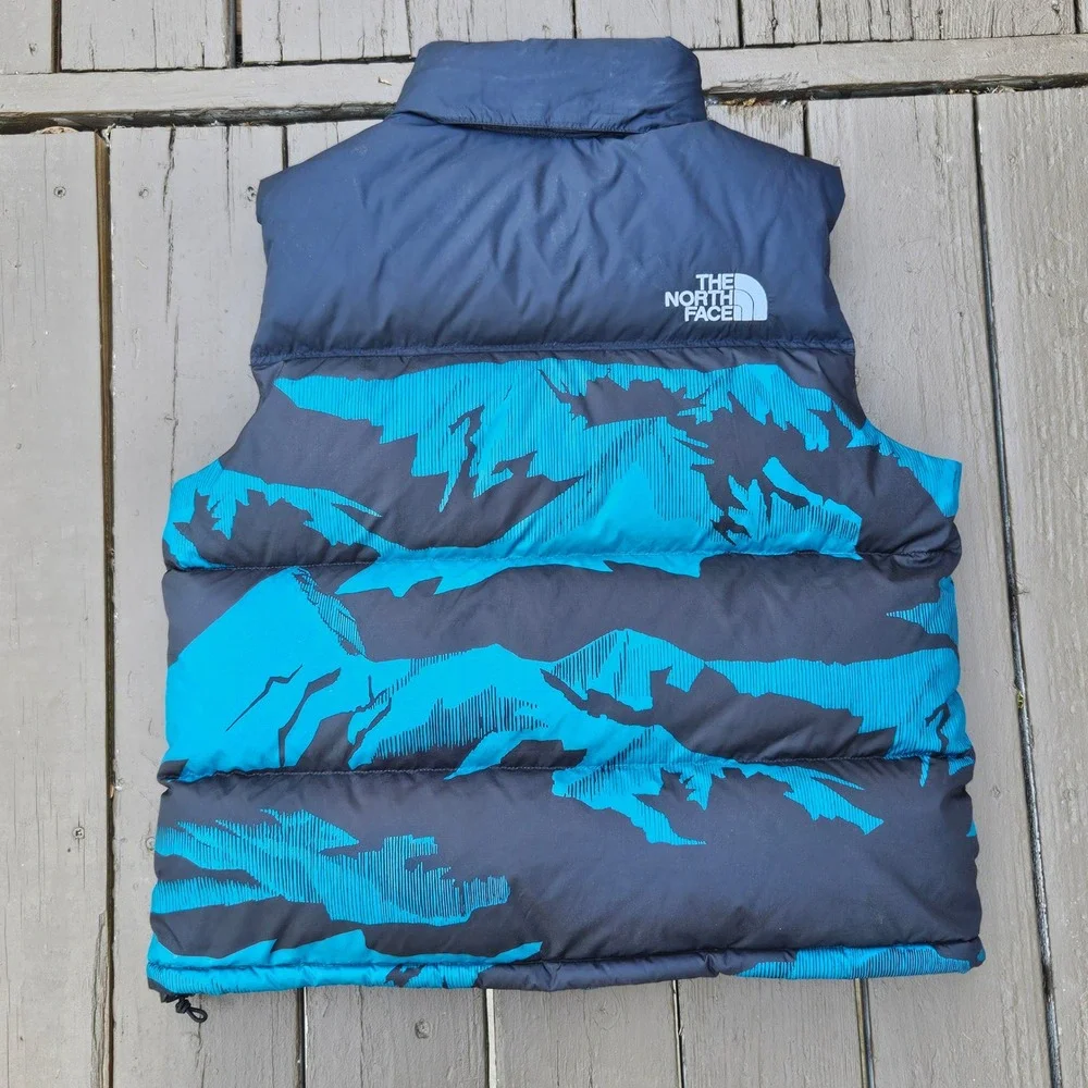 The North Face Mens Nuptse 1996 Retro 700 Down Vest Blue Mountain Print NF0A5IX5